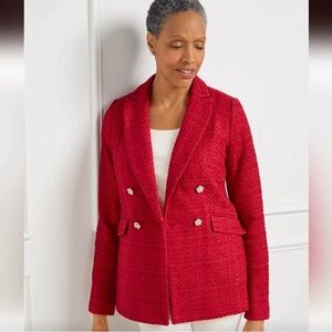 Talbots Vibrant Red Blazer with Silver Buttons